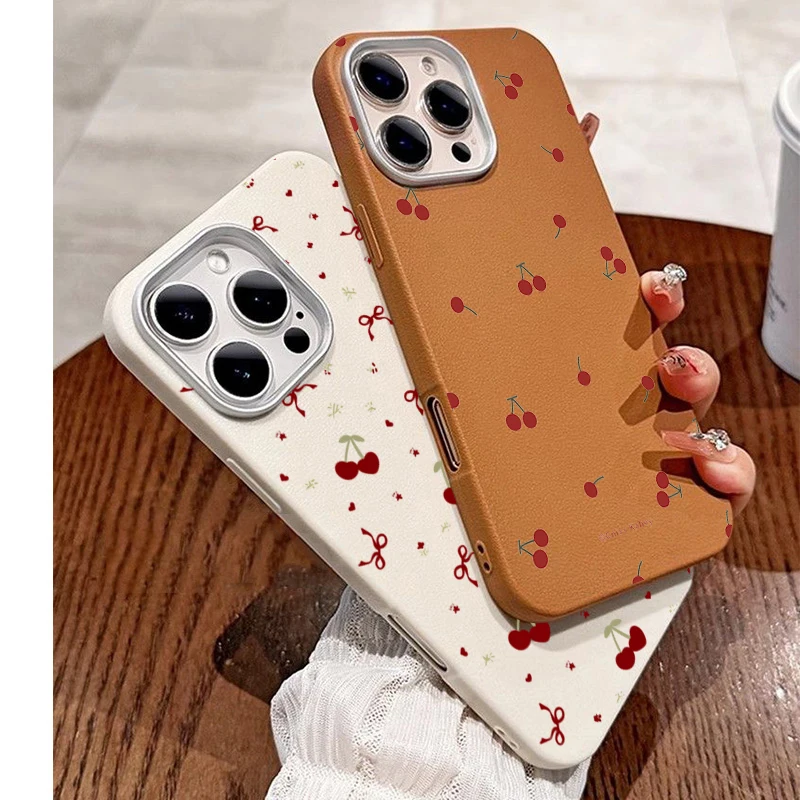 Photography Xiaomi 17 Ultra - INS Cute Cartoon Cherry Pattern Phone