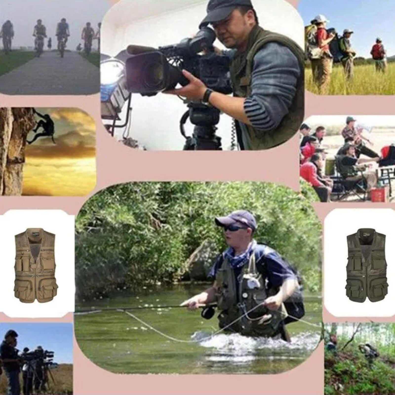 Summer Men Tactical Hiking Fis - Photography Vest 评论和价格